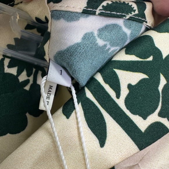 Sandro Paris Cavaliere Ecru Green Floral Print Button Up Shirt Top Size 1 | US 4 - Picture 7 of 9